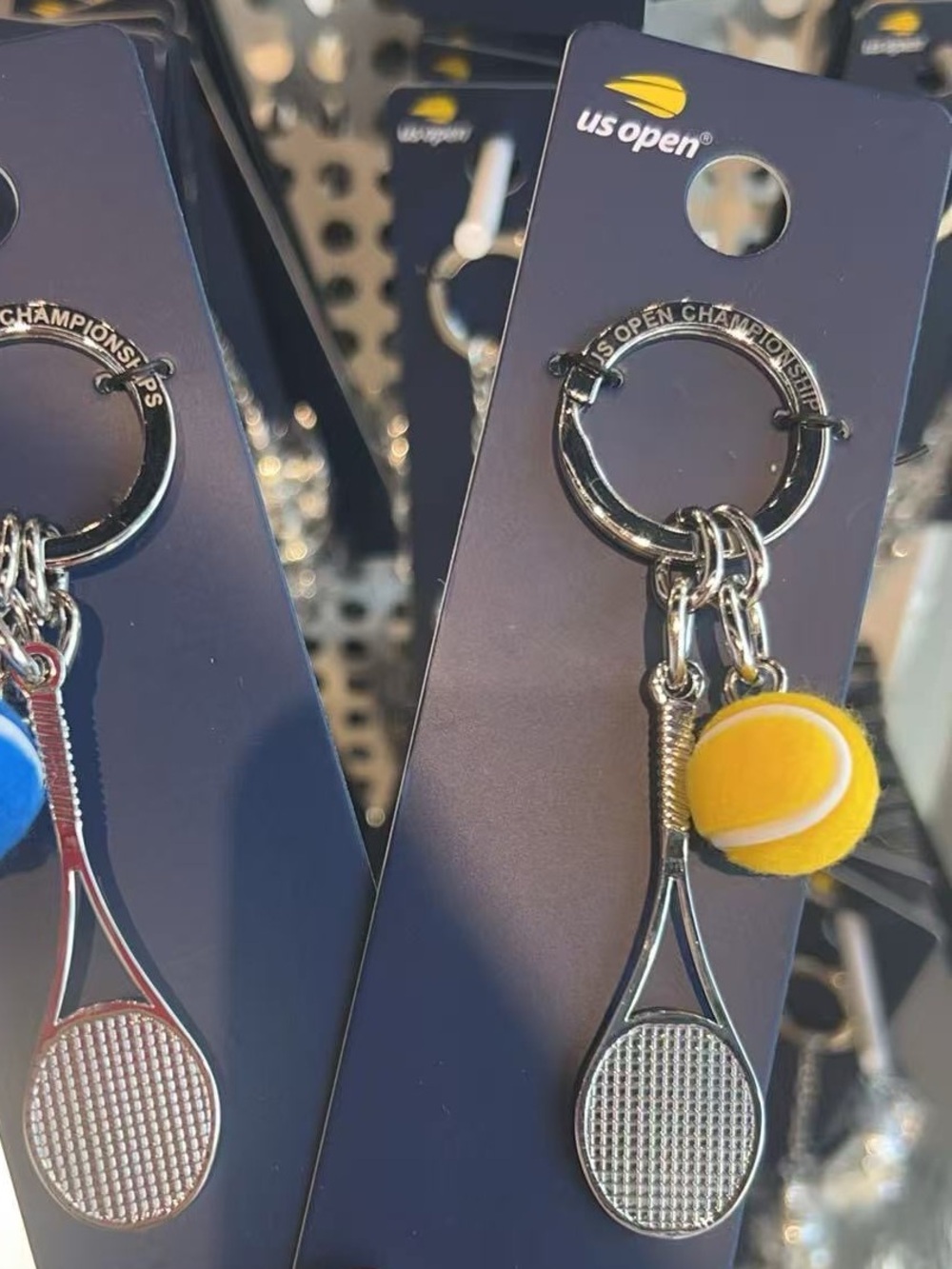 US Open Tennis Racket & Yellow Ball Keychain
